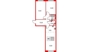 Квартира в ЖК Neva Haus, 2 комнатная, 73.1 м², 8 этаж