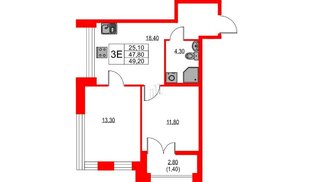 Квартира в ЖК NEWПИТЕР, 2 комнатная, 49.2 м², 2 этаж