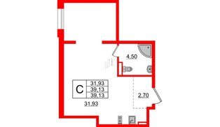 Апартаменты в ЖК ZOOM Черная речка, студия, 39.13 м², 3 этаж
