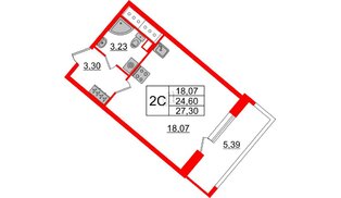 Квартира в ЖК «Пульс Премьер», студия, 24.9 м², 7 этаж