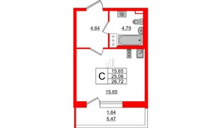 Квартира в ЖК «Аквилон Олл Ин 3.0», студия, 26.72 м², 12 этаж