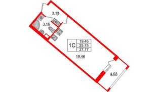 Квартира в ЖК «Пульс Премьер», студия, 25 м², 1 этаж