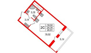 Квартира в ЖК Pulse Premier, студия, 24.34 м², 3 этаж