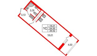 Квартира в ЖК «Пульс Премьер», студия, 24.5 м², 17 этаж