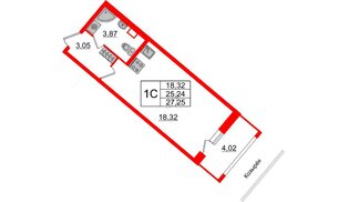 Квартира в ЖК «Пульс Премьер», студия, 24.9 м², 2 этаж