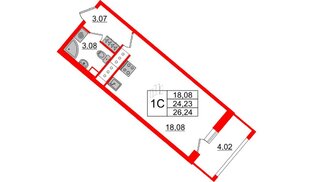Квартира в ЖК Pulse Premier, студия, 24.4 м², 6 этаж