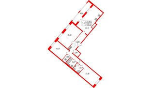 Квартира в ЖК «Пульс Премьер», 3 комнатная, 100.5 м², 18 этаж