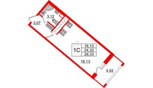Квартира в ЖК Pulse Premier, студия, 24.4 м², 9 этаж