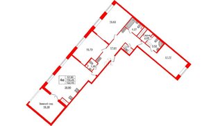 Квартира в ЖК «Пульс Премьер», 3 комнатная, 113.3 м², 10 этаж
