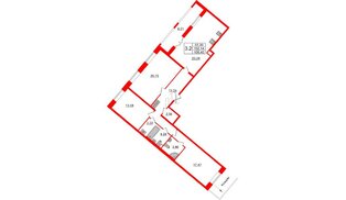 Квартира в ЖК «Пульс Премьер», 3 комнатная, 100.9 м², 2 этаж