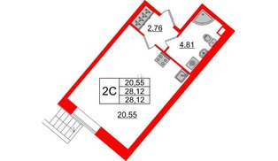 Квартира в ЖК Pulse Premier, студия, 28.6 м², 1 этаж