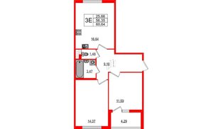 Квартира в ЖК Любоград, 2 комнатная, 56.35 м², 2 этаж