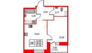 Квартира в ЖК ID Светлановский, 1 комнатная, 41.34 м², 8 этаж