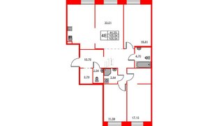 Квартира в ЖК ID Светлановский, 3 комнатная, 105.54 м², 2 этаж