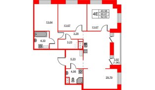 Квартира в ЖК ID Светлановский, 3 комнатная, 92.83 м², 12 этаж