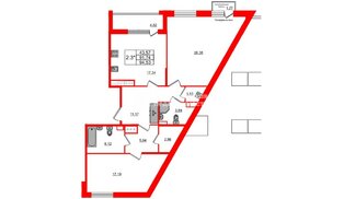 Квартира в ЖК Прайм Приморский, 2 комнатная, 91.4 м², 11 этаж