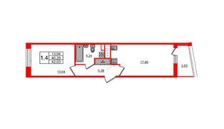 Квартира в ЖК «Прайм Приморский», 1 комнатная, 40.26 м², 8 этаж