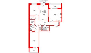 Квартира в ЖК Прайм Приморский, 3 комнатная, 88.16 м², 6 этаж