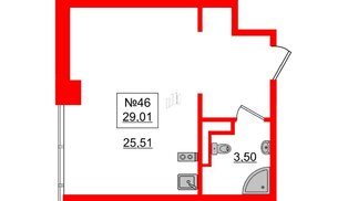 Апартаменты в ЖК ZOOM Черная речка, студия, 29.01 м², 2 этаж