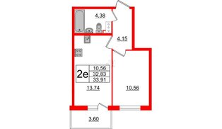 Квартира в ЖК Малая Финляндия, 1 комнатная, 33.91 м², 8 этаж