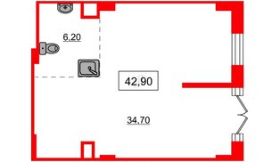 Помещение в ЖК Аквилон Stories, 42.9 м², 1 этаж