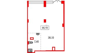 Помещение в ЖК Аквилон Stories, 55.1 м², 1 этаж