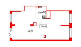 Помещение в ЖК Аквилон Stories, 77.6 м², 1 этаж