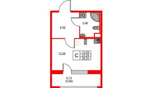 Квартира в ЖК Квартал «Новый Московский», студия, 26.35 м², 2 этаж