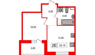 Квартира в ЖК Янила, 1 комнатная, 31.7 м², 1 этаж