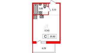Квартира в ЖК Янила, студия, 28.7 м², 5 этаж