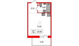 Квартира в ЖК Янила, студия, 25.5 м², 10 этаж