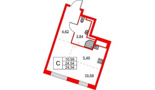 Квартира в ЖК Квартал Лаголово, студия, 24.54 м², 7 этаж