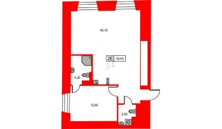 Апартаменты в ЖК Hovard Club, 1 комнатные, 59.6 м², 1 этаж