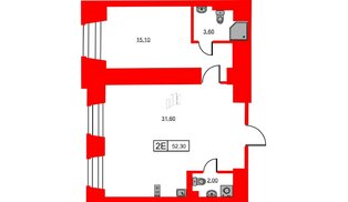 Апартаменты в ЖК Hovard Club, 1 комнатные, 52.3 м², 1 этаж