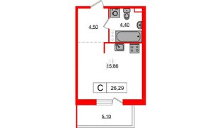 Квартира в ЖК Янила, студия, 26.8 м², 3 этаж