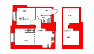 Апартаменты в ЖК Hovard Club, 1 комнатные, 55.2 м², 5 этаж