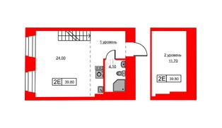 Апартаменты в ЖК Hovard Club, 1 комнатные, 37.9 м², 5 этаж