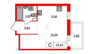 Квартира в ЖК Янила, студия, 29.3 м², 1 этаж