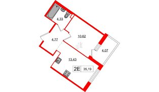 Квартира в ЖК Янила, 1 комнатная, 35 м², 8 этаж