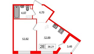 Квартира в ЖК Янила, 1 комнатная, 35.7 м², 8 этаж