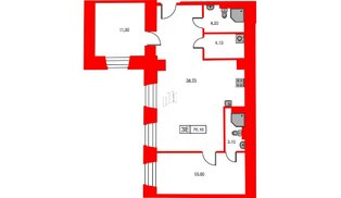 Апартаменты в ЖК Hovard Club, 1 комнатные, 76.1 м², 2 этаж