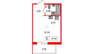 Квартира в ЖК Янила, студия, 27.8 м², 1 этаж