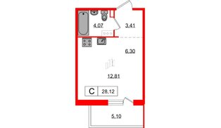 Квартира в ЖК Янила, студия, 27.5 м², 6 этаж