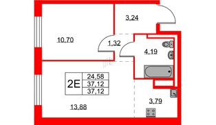 Квартира в ЖК Квартал Лаголово, 1 комнатная, 37.12 м², 8 этаж