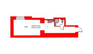 Апартаменты в ЖК Hovard Club, 1 комнатные, 31 м², 1 этаж