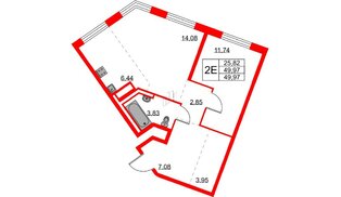 Квартира в ЖК Квартал Лаголово, 1 комнатная, 49.97 м², 7 этаж