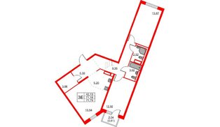 Квартира в ЖК Квартал Лаголово, 2 комнатная, 71.79 м², 3 этаж