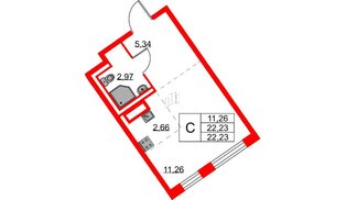 Квартира в ЖК Квартал Лаголово, студия, 22.23 м², 7 этаж