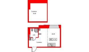 Апартаменты в ЖК Hovard Club, 1 комнатные, 41.9 м², 5 этаж