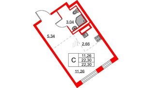 Квартира в ЖК «Квартал Лаголово», студия, 22.3 м², 7 этаж
